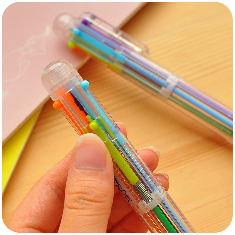 R Creative six-color Ballpoint pen, cute multi-color Ballpoint pen, multi-functional press color oil pen, 6 refills pic 5