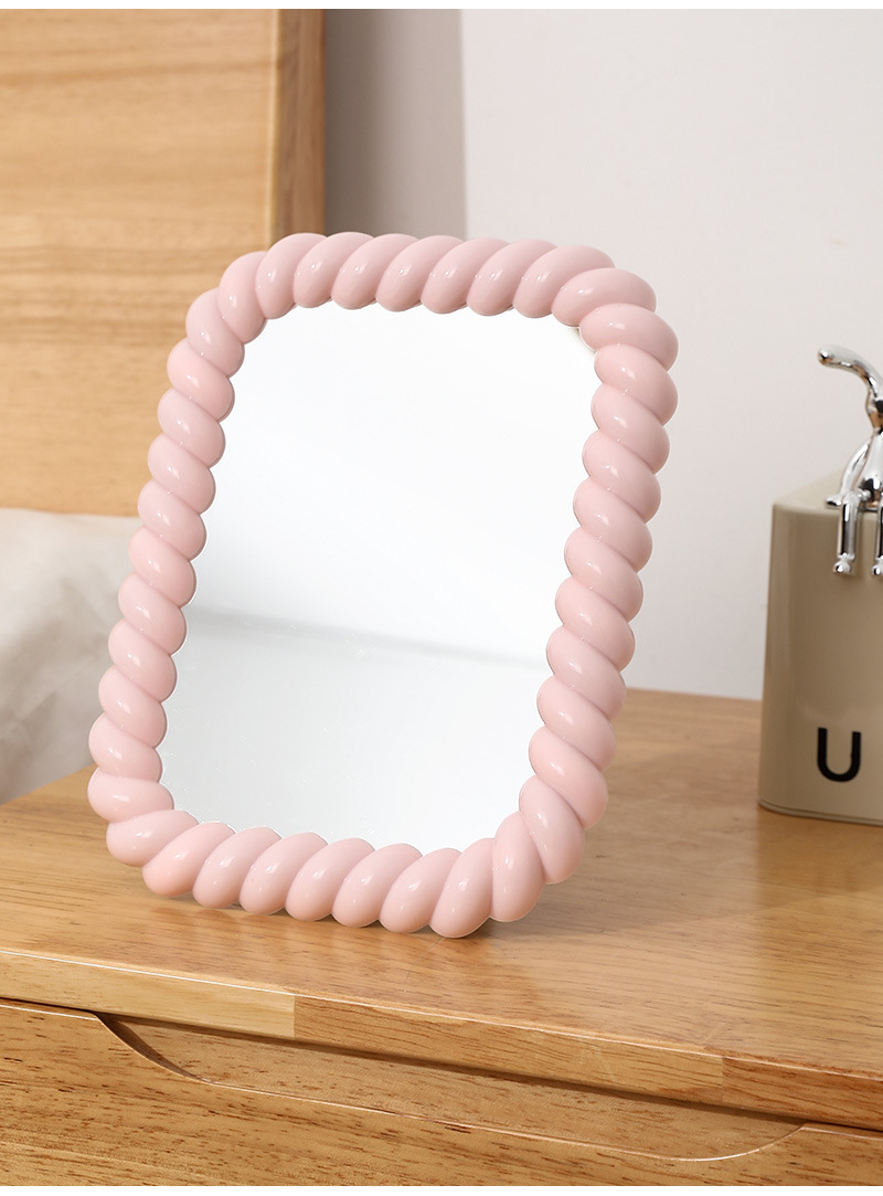 The new desktop makeup mirror for the dormitory is cute, simple and upright. It is a high-definition mirror with a round cream style and a single-sided beauty mirror pic 7