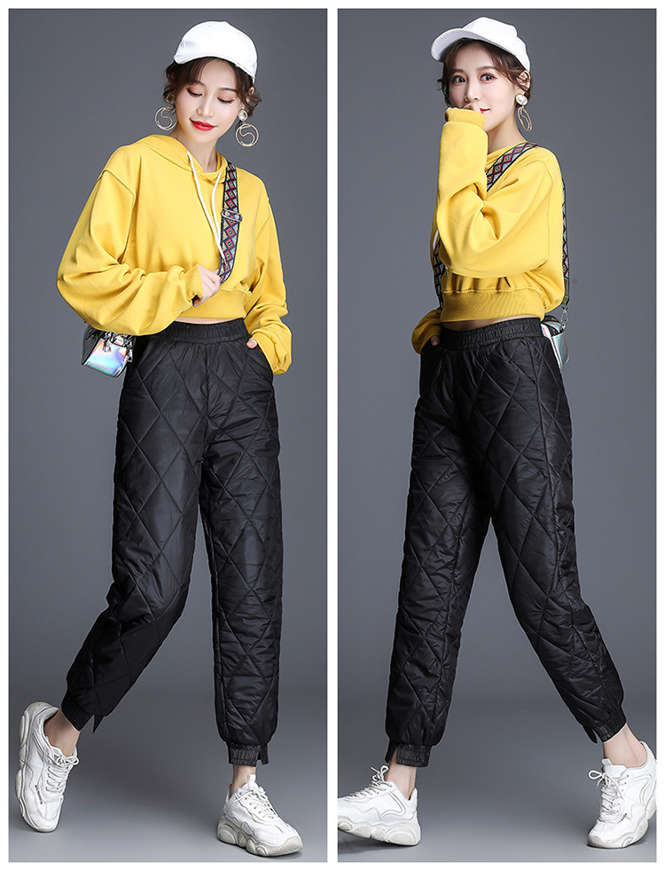 Down cotton pants for women 2021 autumn and winter new high-waisted outerwear, fashionable petite straight leg thickened warm casual cotton pants pic 11