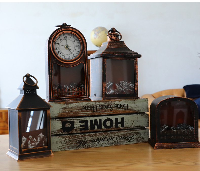 Christmas fireplace lights, firewood, wind lights, bar, home, table, scene arrangement, fireplace lights, window display decoration props pic 10