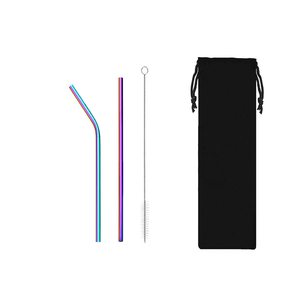 SWENO portable 304 stainless steel straw set for milk tea, coffee and beverages, colorful straw set, can be equipped with a velvet bag, portable, easy to clean, reusable stainless steel straws for outdoor and household use pic 6