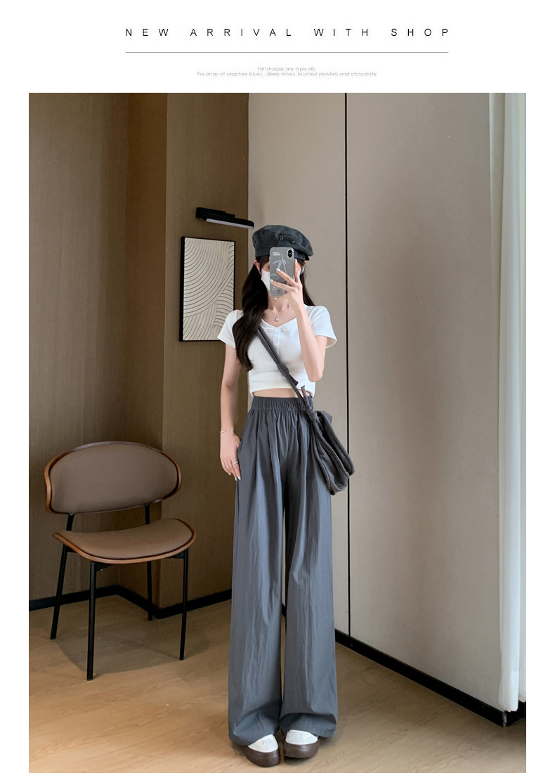 Ice silk wide-leg pants for women in summer, thin, high-waisted, straight-leg, pleated cotton and linen casual pants, cool and laid-back Yamamoto pants pic 38