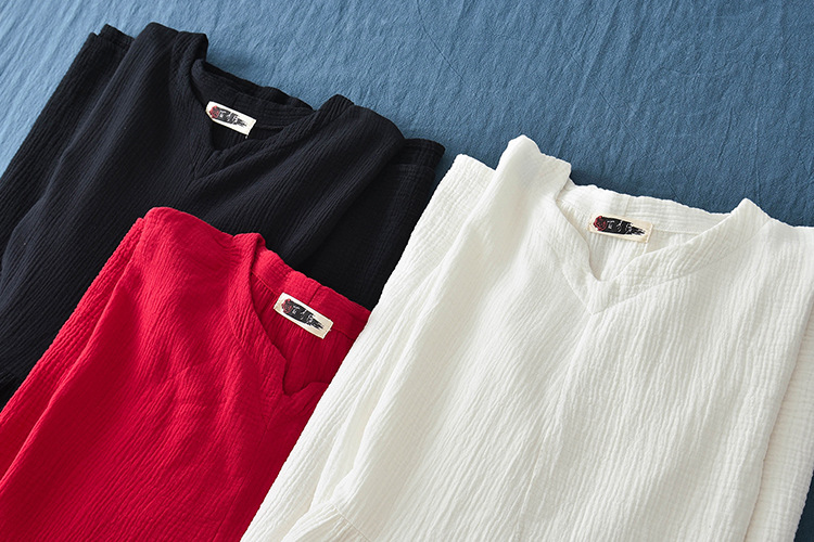 Spring and summer V-neck textured natural linen loose robe, double-layer large hem elegant long dress, retro fairy dress pic 7