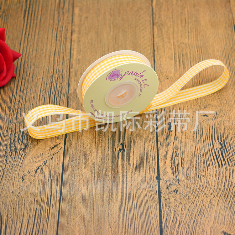 Wholesale of checkered fabric tape, printed with gold and silver foil stamping, baking packaging ribbons, clothing accessories and webbing manufacturers pic 7