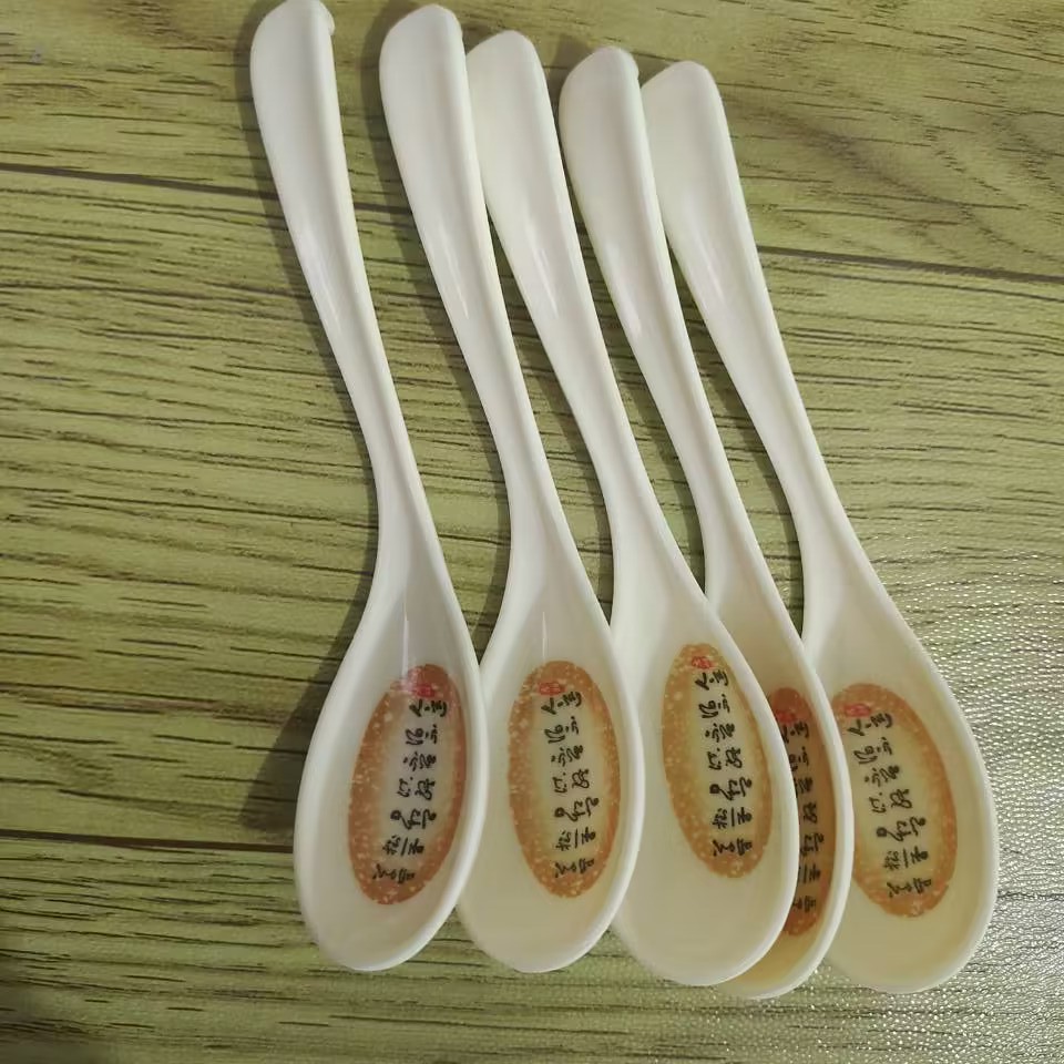205 Auspicious spoon for Eating, long-handled melamine spoon with hook, resin spoon, plastic spoon, imitation porcelain spoon, restaurant tableware pic 22