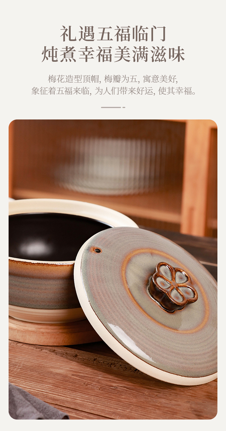 Retro clay pot stew pot for making soup home high-temperature resistant open flame glaze ceramic pot soup 煲仔饭 special clay pot for making soup pic 4