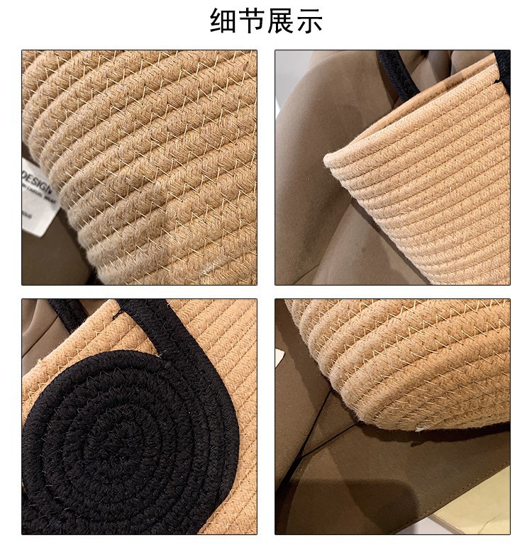 撞色棉绳编织手提包女包2023新款大容量洋气手拎包百搭托特包详情5