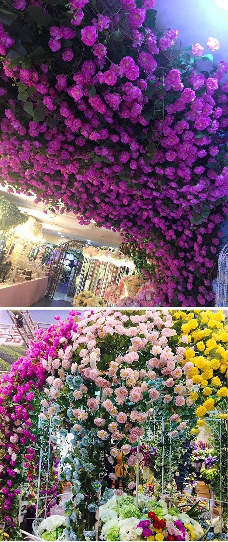 2-meter simulated extended rose flower strip, wedding decoration pipe, decorative flower, simulated vine, simulated flower, crape myrtle vine pic 19