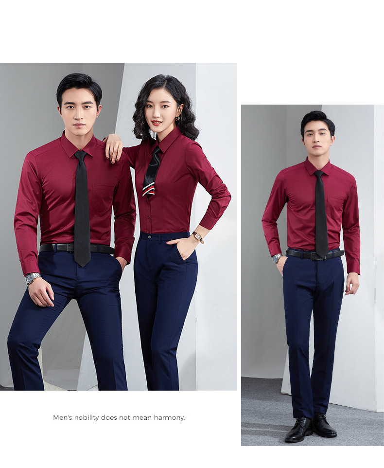 Factory direct supply of long-sleeved white bamboo fiber shirts for men, blue workwear no-iron fitted shirts for women, both men and women pic 68