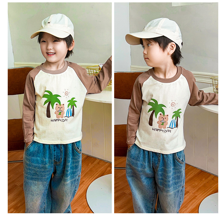 新款儿童t恤100%棉男童上衣长袖单件女宝a类纯棉衣服卡通潮童详情16