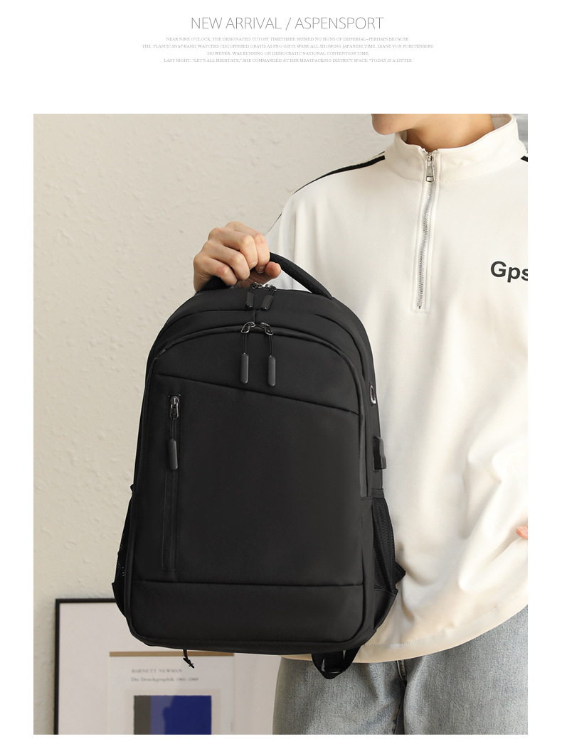 跨境商务双肩包印刷logo干湿分离多功能简约休闲电脑双肩包书包详情15