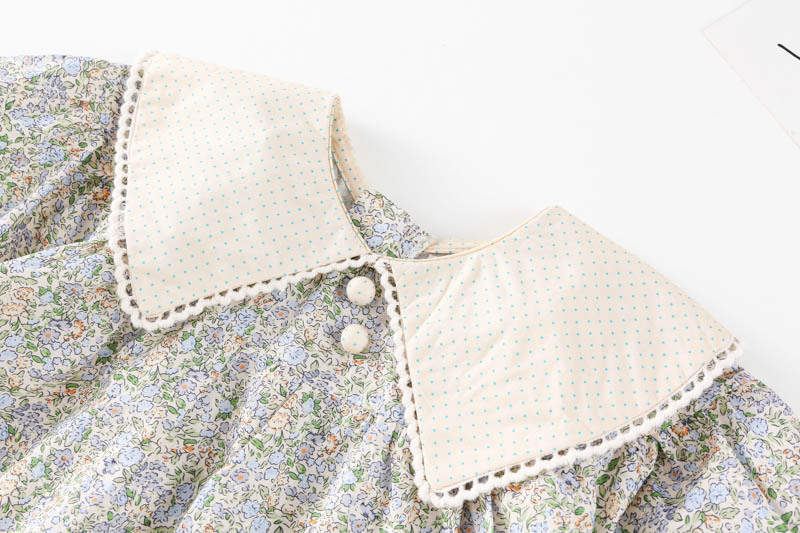 韩国童装女童碎花连衣裙春装洋气儿童娃娃领气质宝宝甜美公主裙子详情20