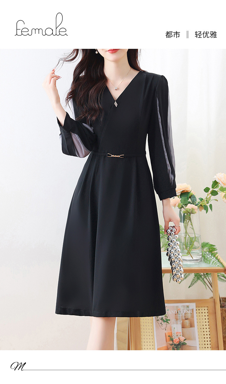2024 real de mediana edad mamá vestido de aire vestido de otoño nuevo vestido de mujer primavera otoño temperamento de alta gama manga larga falda pic 1
