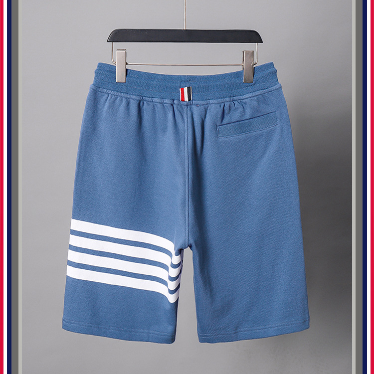 TB teñido teñido cuatro barras rayas moda hombre verano moda pantalones de algodón moda marca pantalones medios pantalones deportivos pantalones casuales hombres pic 41