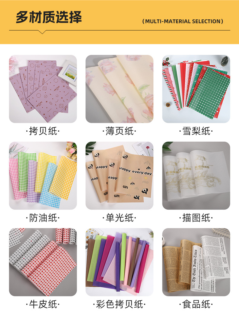 小香风彩色四色印刷绸竹纸节日礼品包装纸ins小清新复古雪梨纸详情21