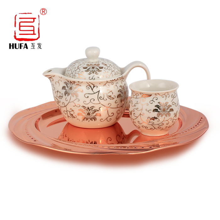 Mutual rose gold pearl plate, stainless steel red copper plate, craft plate, hookah plate, stainless steel plate pic 5