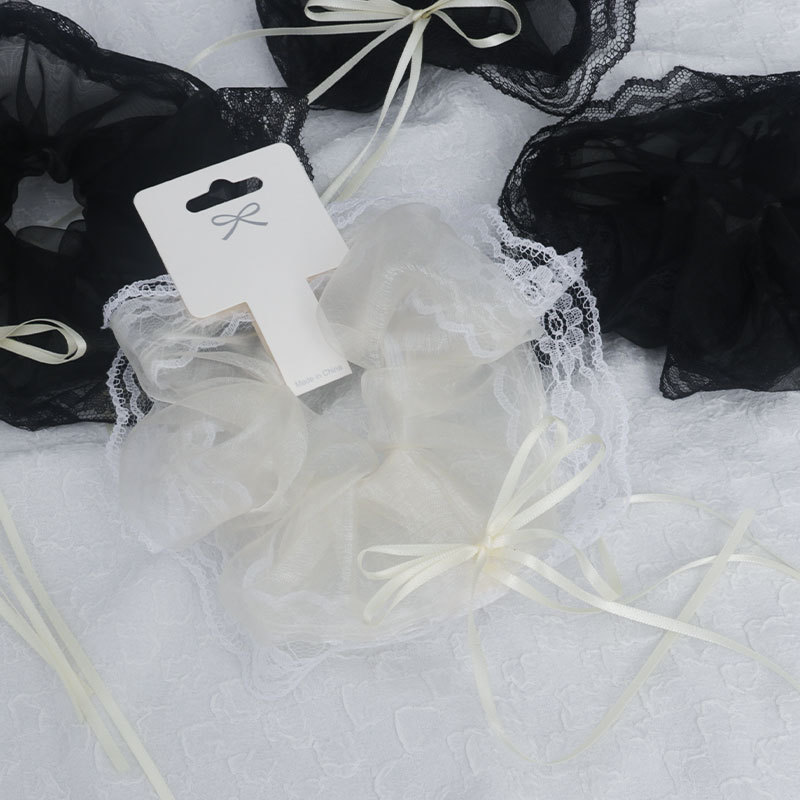 韩系轻奢人鱼姬透明蕾丝刺绣蝴蝶结大肠圈女甜美扎头绳气质发饰详情1