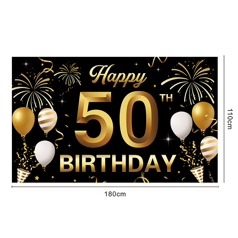 跨境黑金色数字生日横幅 摄影拍照背景布幕布 生日派对场景布装饰 工艺品添彩你的派对详情12