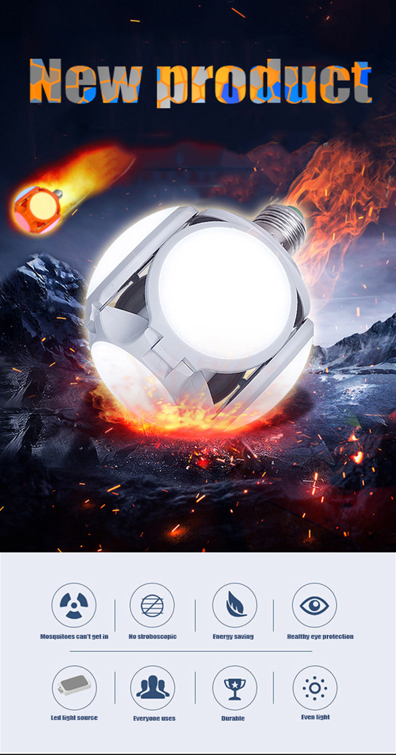 Factory direct sales of LED football lamp e27 ultra-bright constant current foldable bulb 40W, new type of folding ball bulb for export pic 1