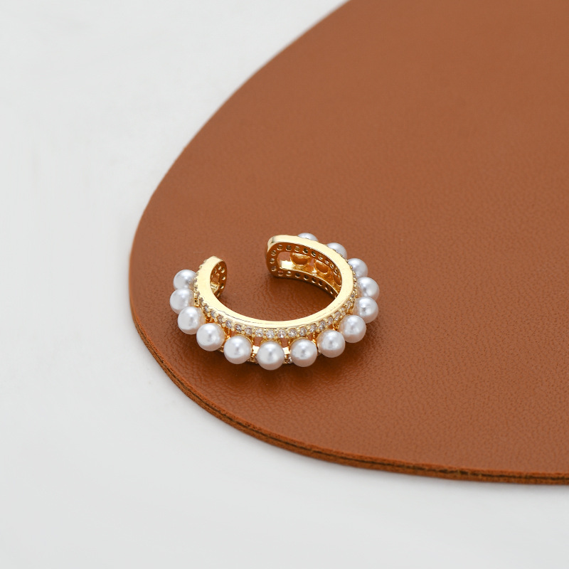 秋冬新款微镶锆石气质无耳洞耳环女小众设计感几何C形珍珠耳骨夹详情7