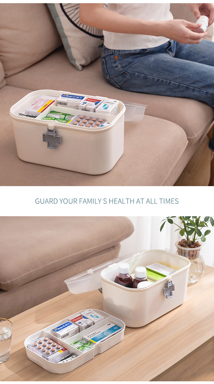 Household dust-proof large-capacity medicine box, emergency care medicine storage box, family portable multi-layer plastic medicine box pic 16