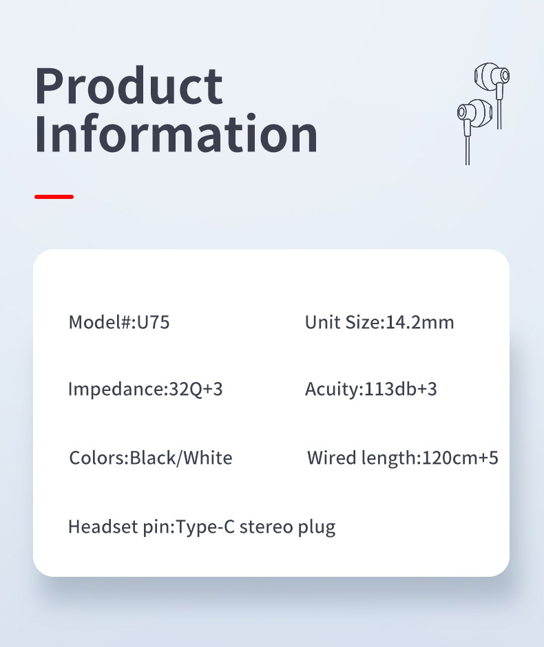 新款跨境热卖Type-c耳机有线耳机半入耳数字解码接口线控耳机现货详情10