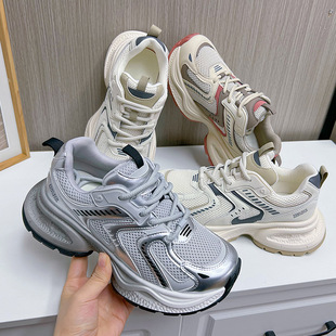 新款头层猪皮内里板鞋2025春季厚底休闲时尚女鞋ins风银色小白鞋详情9