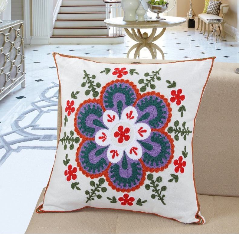 Hot-selling floral embroidery pillowcases, ins sofa, living room cushions, soft bed cushions, office cushions, ins style pic 6