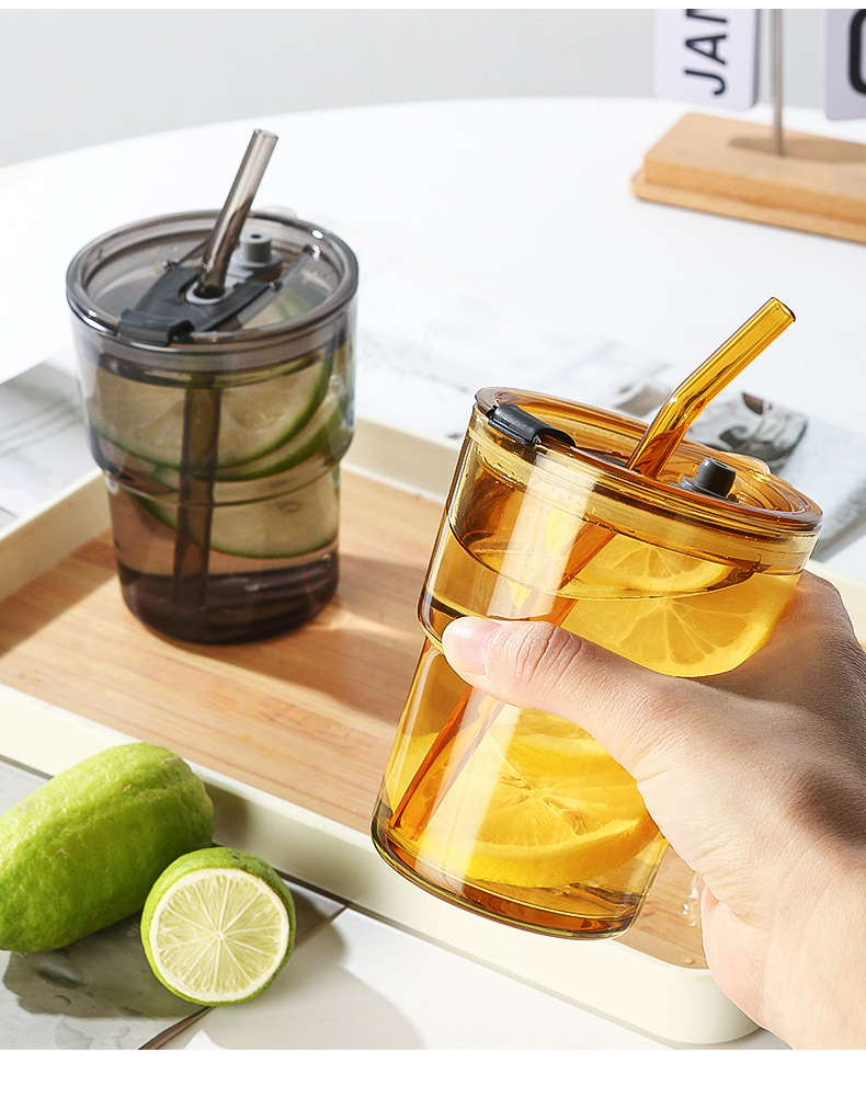 The popular bamboo joint cup, InS-style straw coffee cup, store anniversary promotion advertisement, gift glass water cup with logo printing pic 24