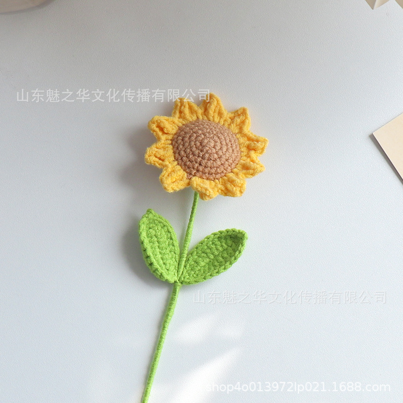 成品编织向日葵仿真花编织手工毛线针织太阳花情人节教师节伴手礼详情6