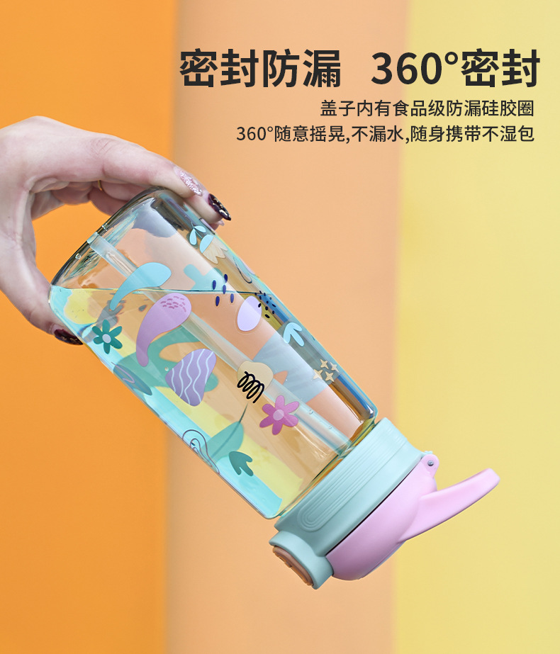 8663卡通儿童水杯耐高温PC塑料杯吸管杯幼儿园宝宝随手杯子小学生水壶详情10