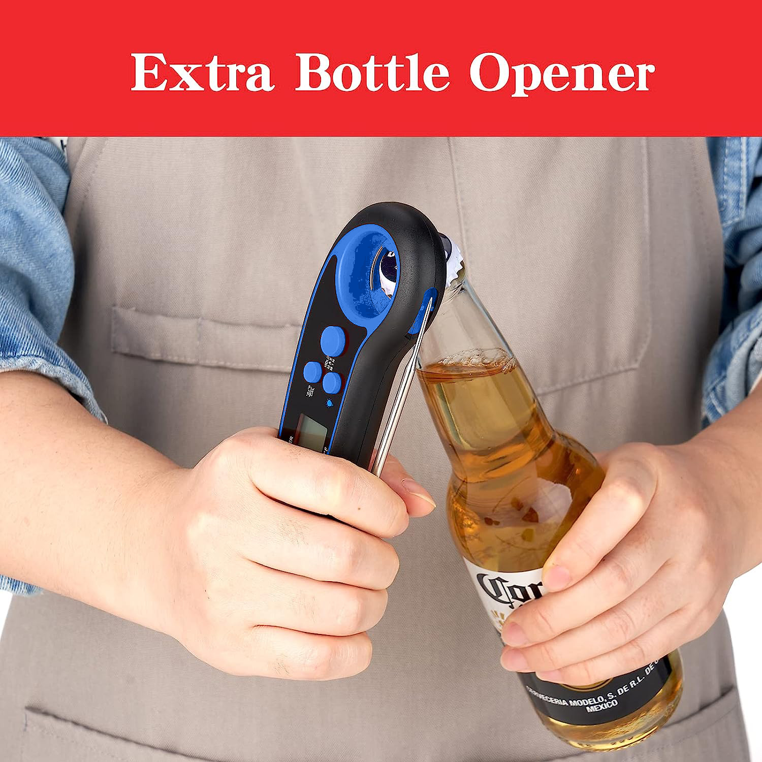 Cross-border high-temperature resistant food thermometer, kitchen oven thermometer, folding electronic folding waterproof barbecue thermometer pic 4