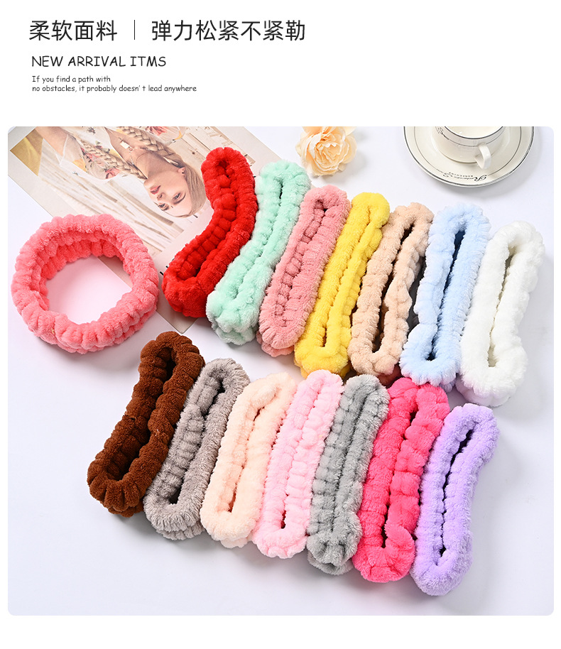 Bow face wash and hair band for girls wholesale solid color white matching makeup simple sweat-wiping wrist band flannel hair band pic 41