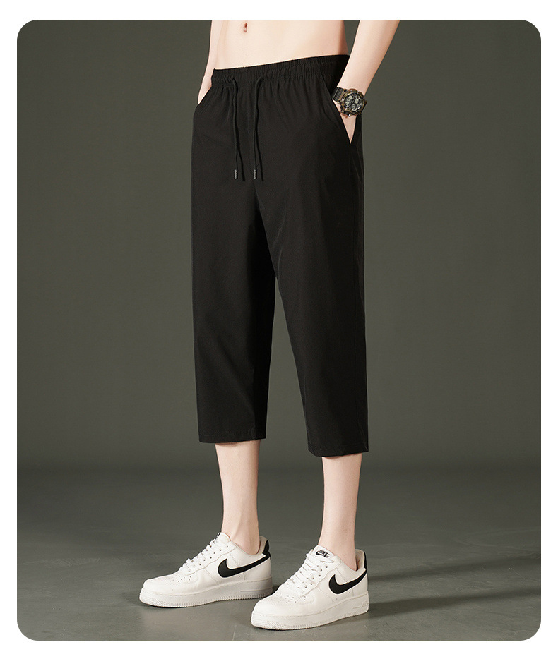 Ice Silk Seven-inch Pants for men 2024 Summer, a thin and trendy brand, loose beach pants for men, sporty and casual shorts for men pic 9
