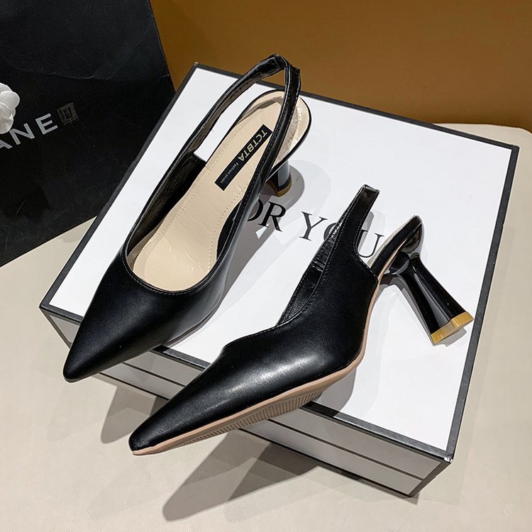 2023春夏季新款尖头高跟鞋女细跟包头凉鞋后空浅口单鞋女详情40