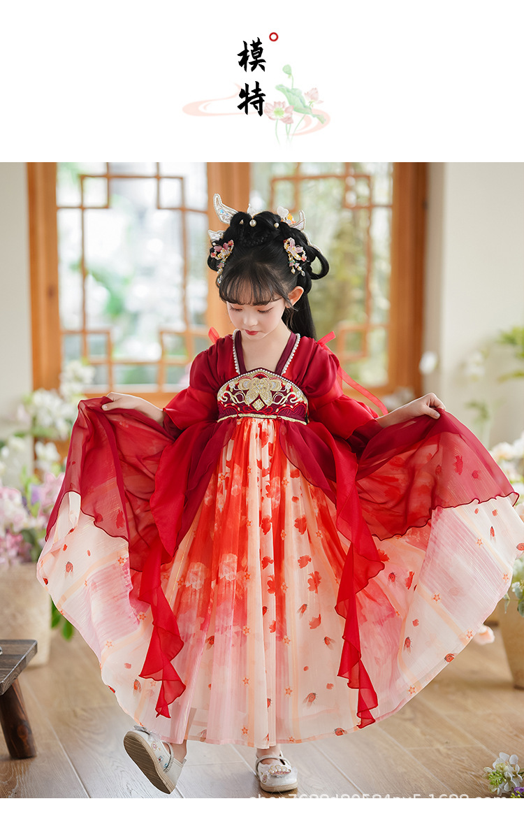 国潮女童汉服夏季新款儿童古装唐装中国风襦裙小女孩古风仙女连衣裙详情8