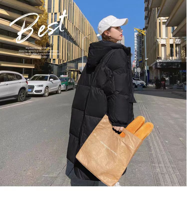 奶黄羽绒棉服女中长款2022冬新款韩版chic面包服宽松加厚棉衣外套详情1