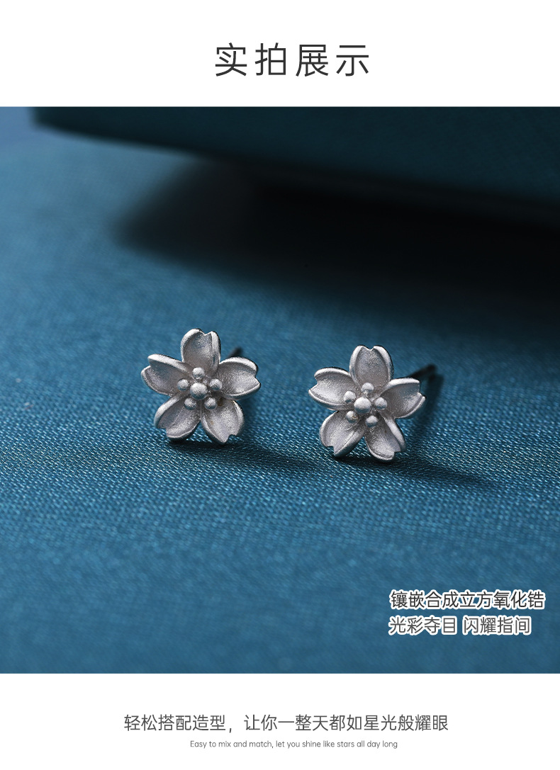 越南沙金紫荆花耳钉女栀子花朵耳饰欧币跨境爆款饰品源头工厂批发详情6