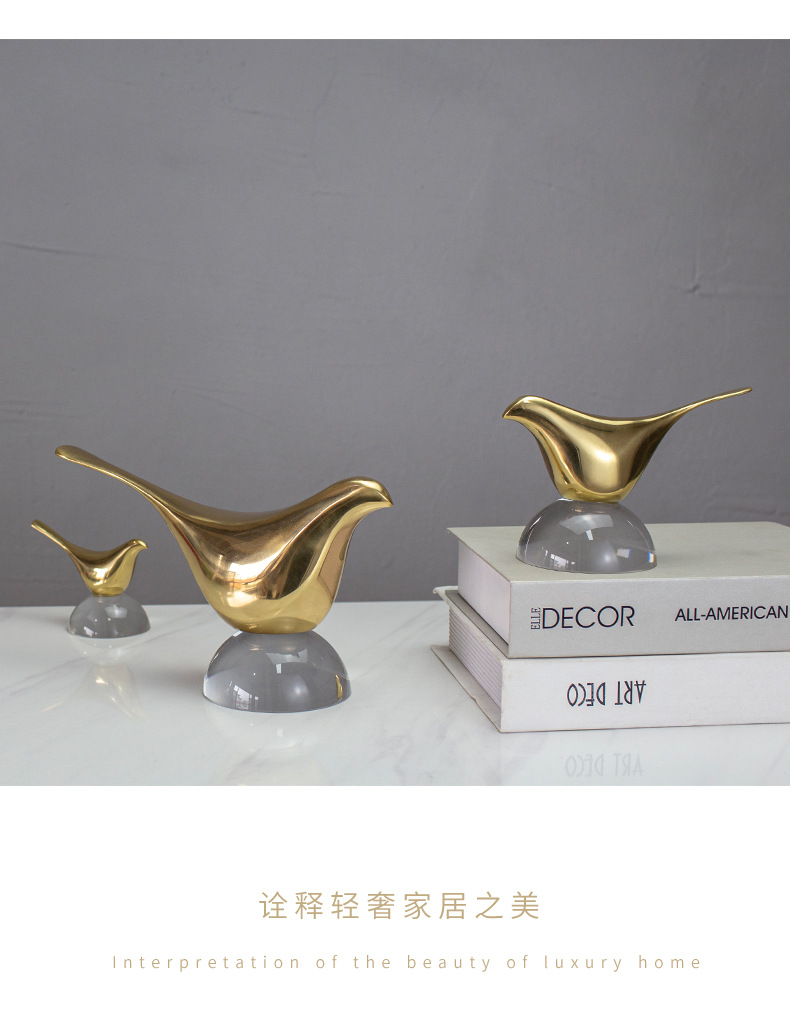 Creative pure copper bird ornaments, Nordic light luxury TV cabinet, now wine cabinet decoration, office desk handicrafts pic 26
