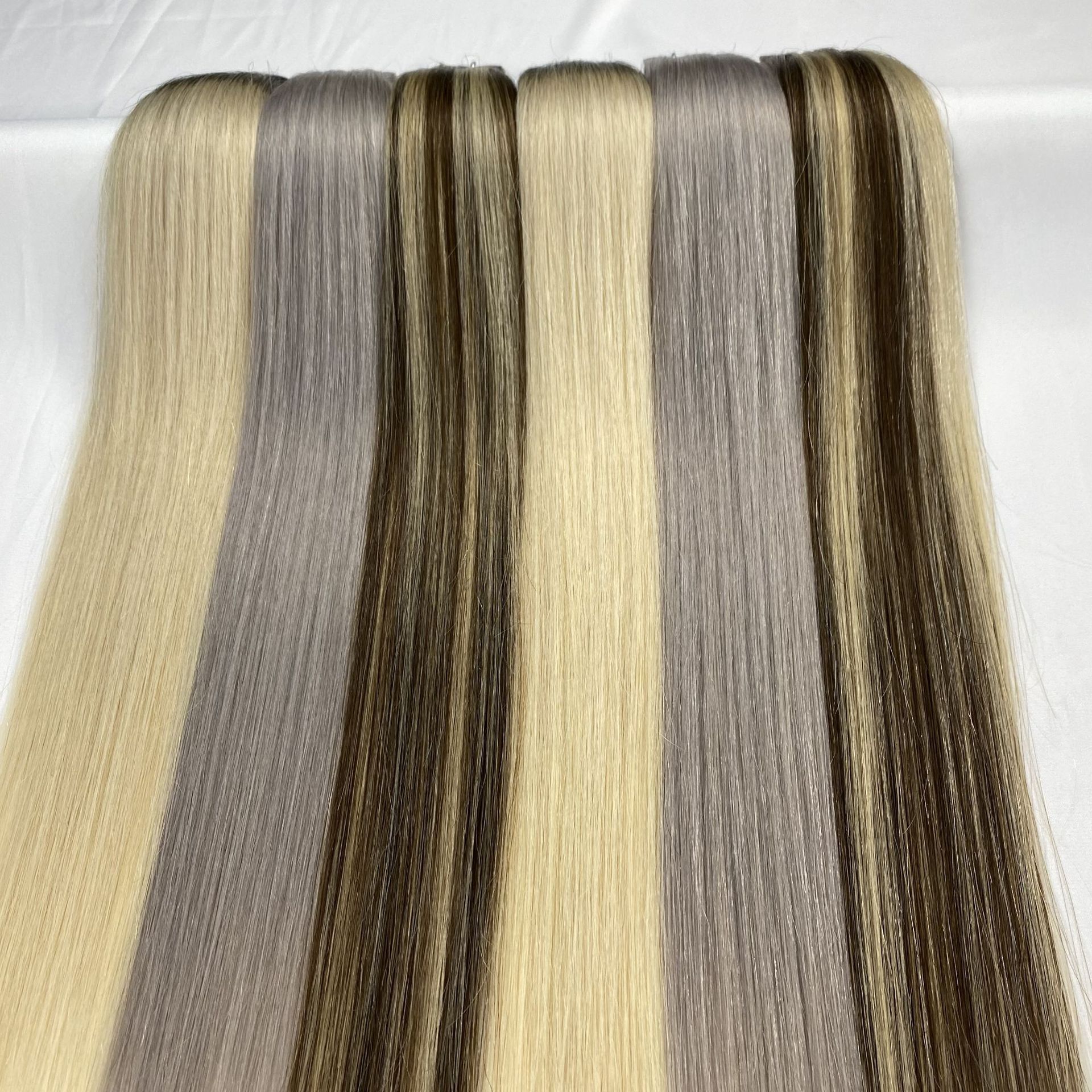 High-end real person hair, color PU one-piece hair extension, a bestseller from Europe and America, can be permed or dyed pic 10
