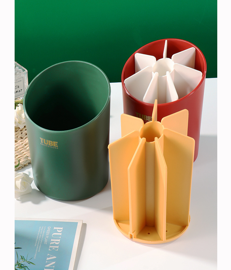 Draining chopstick holder, a simple and multi-functional Japanese-style kitchen storage chopstick cage with plastic compartments for spoons, forks and chopsticks pic 15