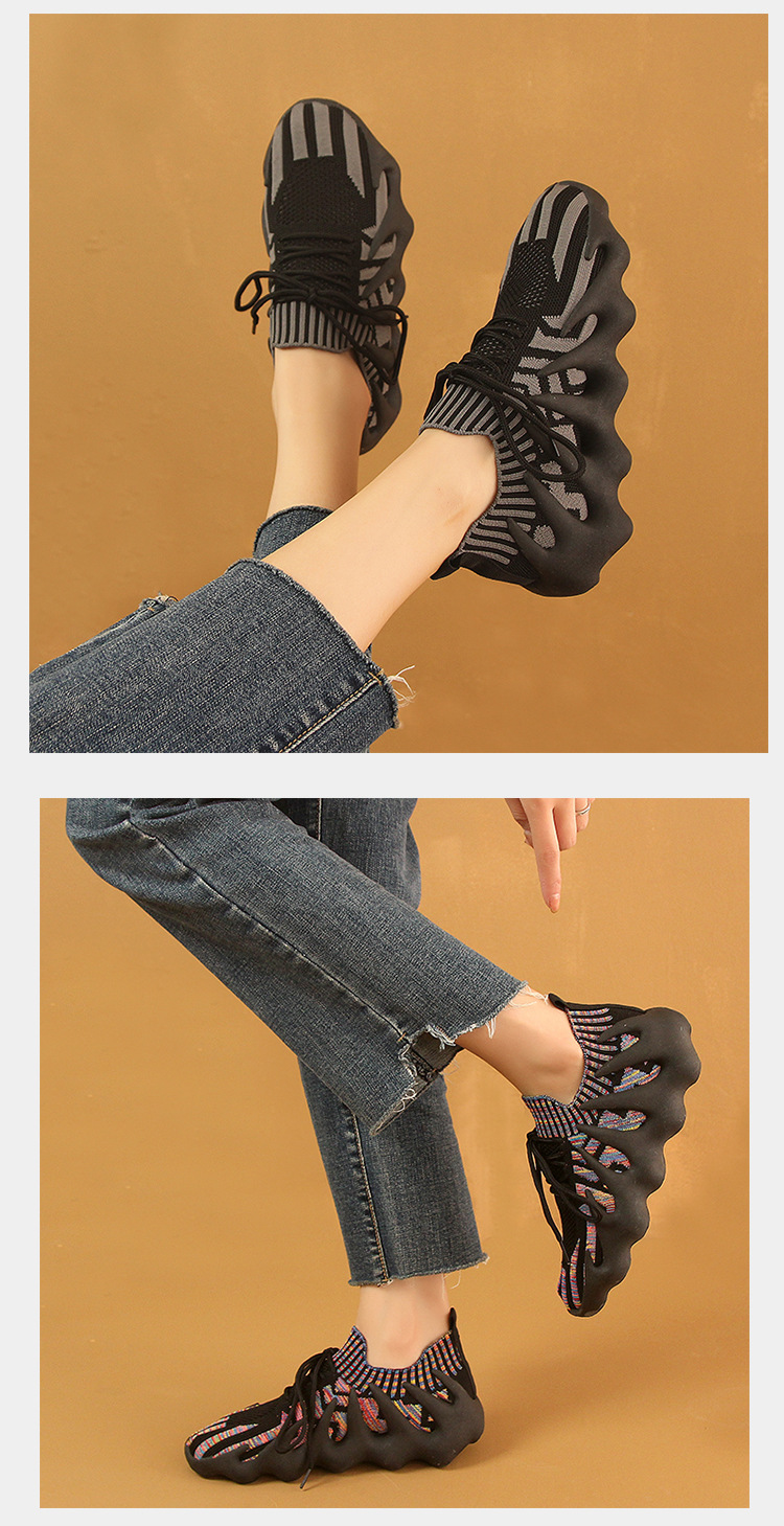 飞织椰子鞋女夏季薄款老爹透气八爪鱼火山袜子鞋休闲跑步运动女鞋详情9