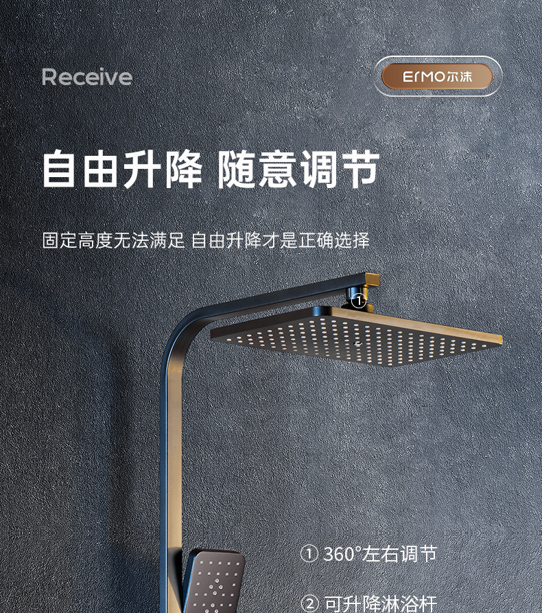 Constant-temperature shower head set, gun gray, household wall-mounted bathroom, rain shower bathroom, pressurized full shower faucet, copper pic 63