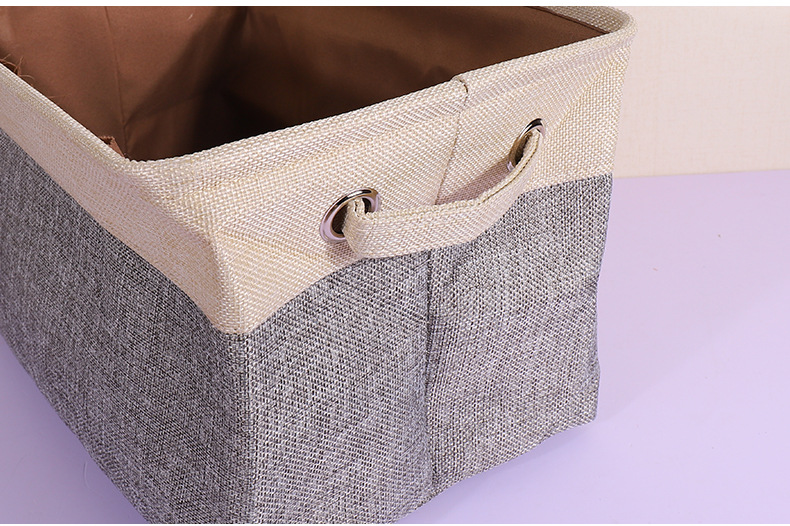 收纳篮加厚双层防潮防尘棉麻杂物收纳筐脏衣篓可折叠编织收纳筐详情4