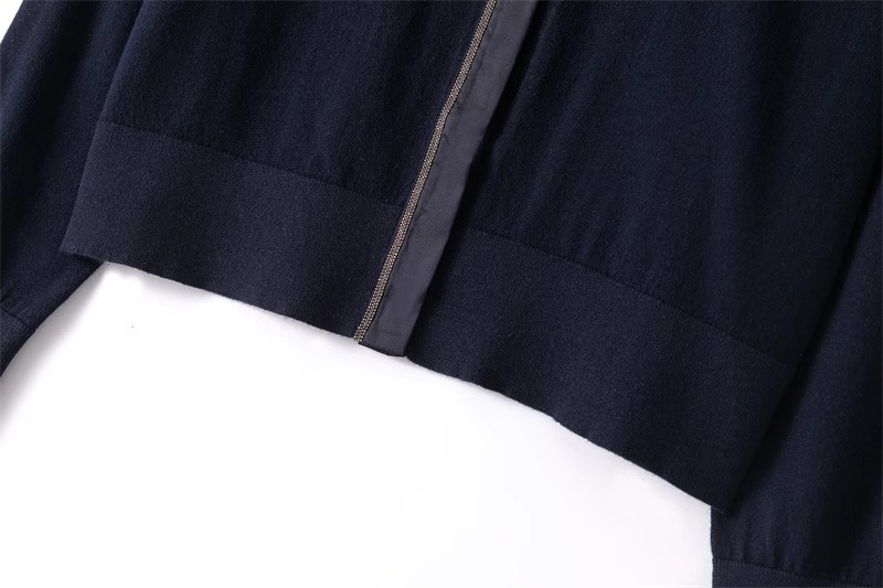 【 Fine-spun Wool 】 Beaded chain simple and intellectual patchwork long-sleeved thin wool knitted cardigan 24 early Autumn new style pic 18