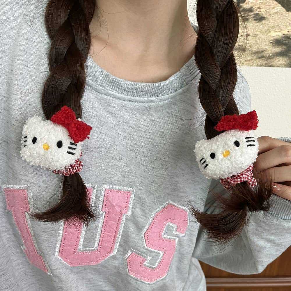 Cute Duffy bear Shirley Rose hair band, red checkered bow, large intestine hair band pic 4