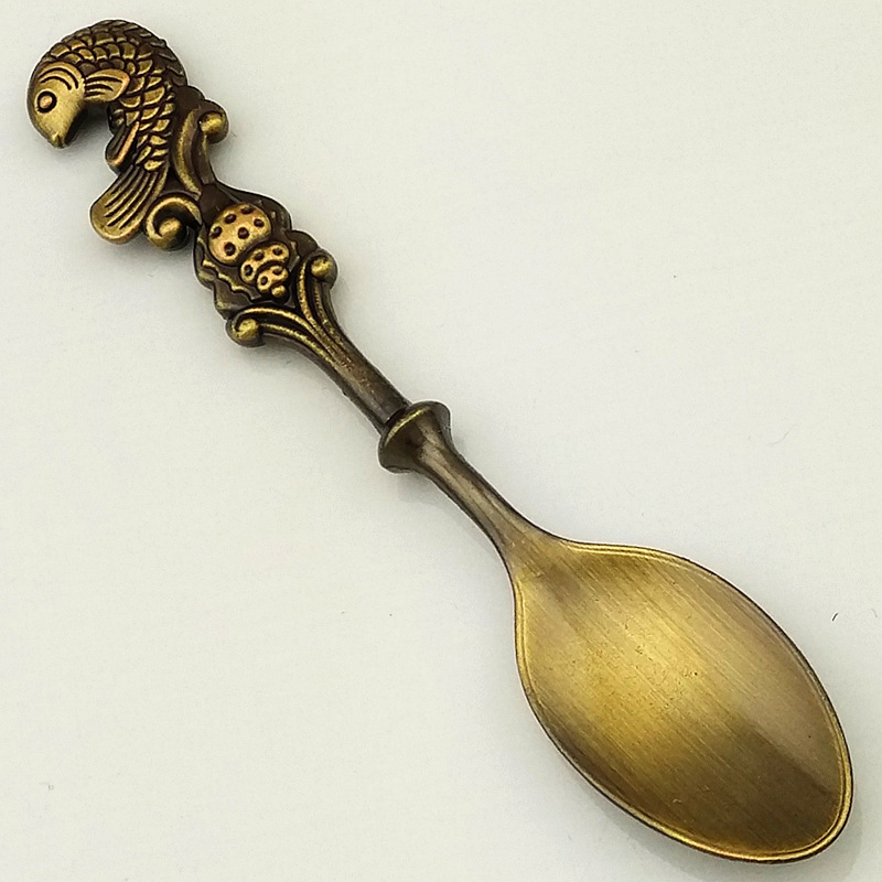 Creative, fashionable and retro coffee spoon, three-dimensional conch, shell and carp, and gold, silver and copper dessert spoon jyv01 pic 39