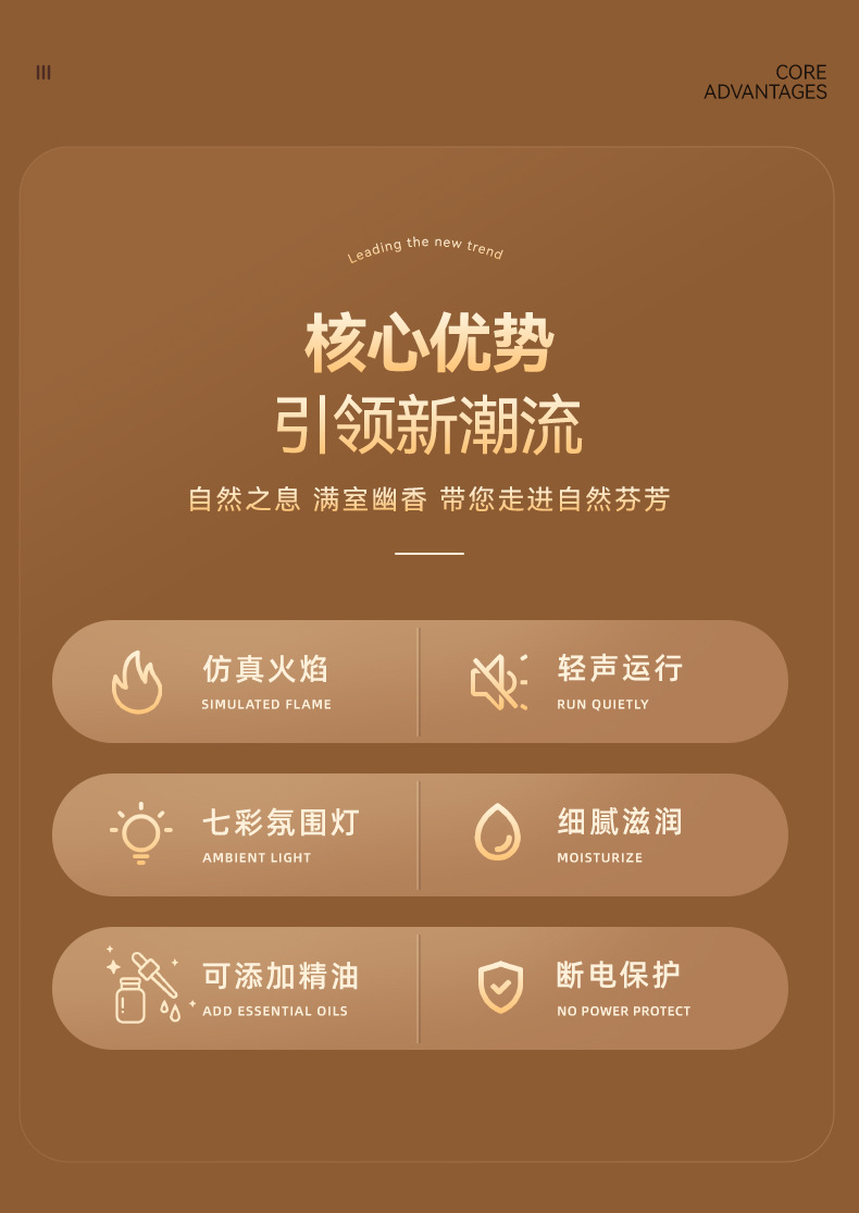 跨境香薰机大容量迷你小型家用加湿器 仿真火焰扩香机 氛围七彩桌面灯 吸顶灯香薰二合一详情2