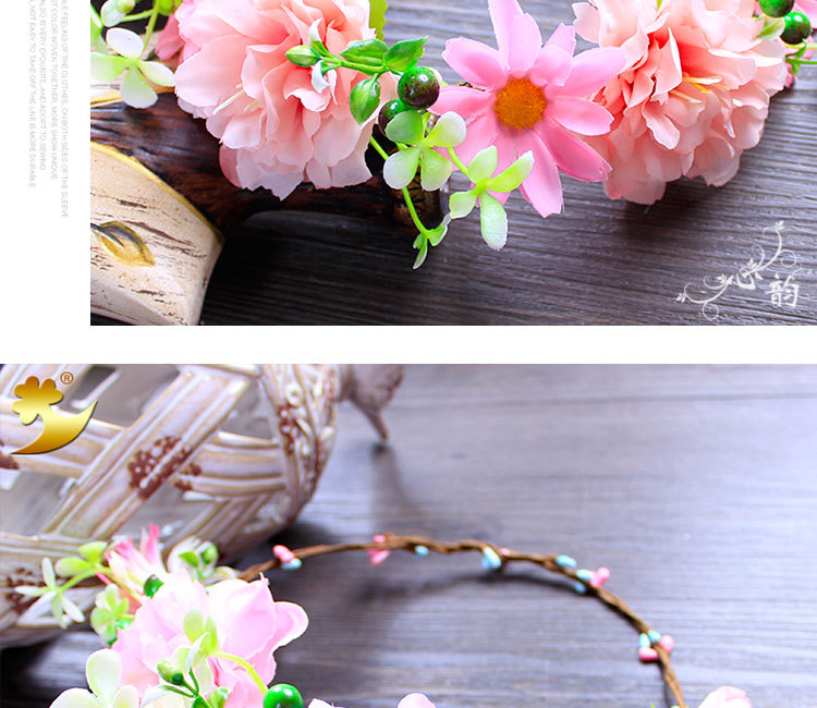 Bohemian hand-woven garland for ladies, 18 cm peony headwear, photography outfit and headwear pic 8