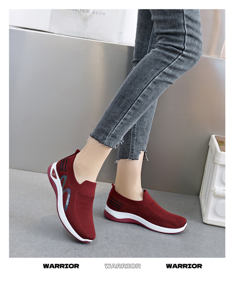 2023新款飞织一脚蹬袜子口休闲女鞋按摩底透气妈妈鞋健步运动鞋详情44